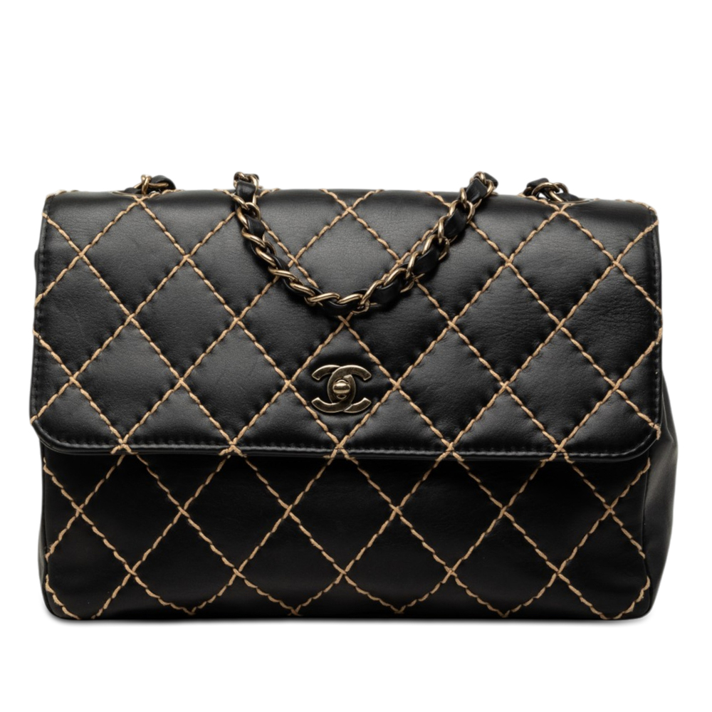Pre-Loved Chanel Jumbo CC Quilted Lambskin Wild Stitch Flap
